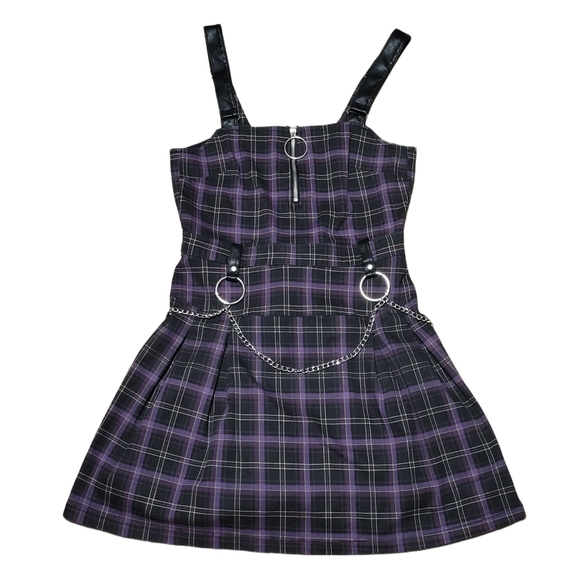 Killstar Dresses & Skirts - Killstar Regan Plaid Pleated Chain Dress Like New L